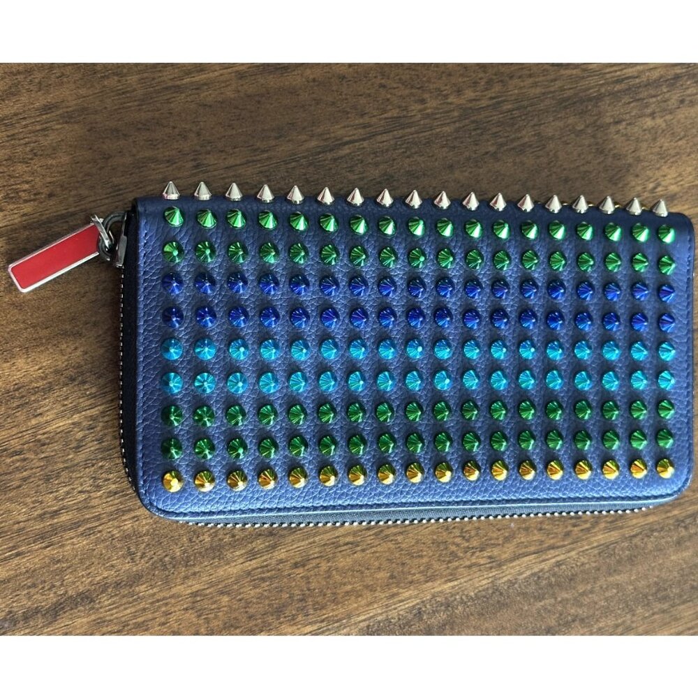 Christian Louboutin | Calf Leather Multi Rainbow Metal Spikes Panettone Wallet - Picture 5 of 16